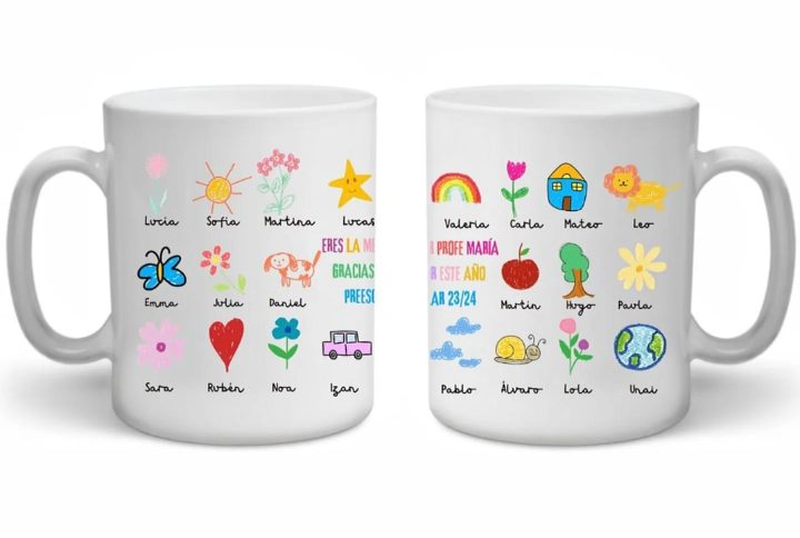 Taza personalizada, profes, dibujos, alumnos, colegio, regalo