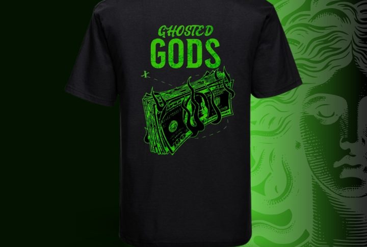 camiseta corta negra verde ghosted gods nueva marca ropa