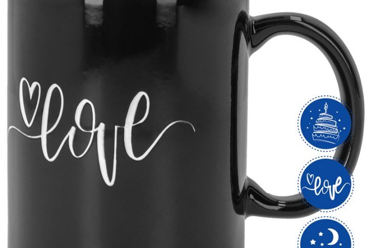 taza mágica san valentín negra personalizada