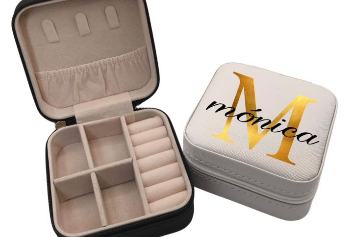 joyero polipiel efecto piel personalizado nombre