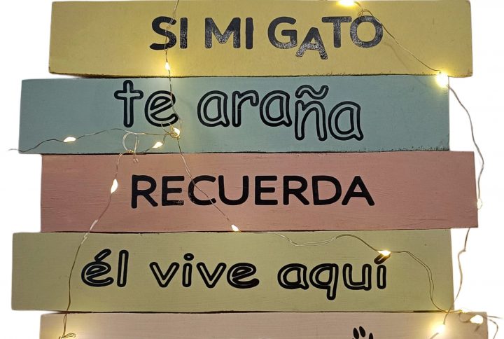 Cuadro, madera, solidario, Mis Amigos Gatunos, gatos, mascotas, callejeros