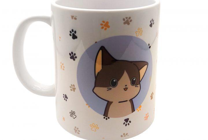 taza, solidaria, Mis Amigos Gatunos, gatos, mascotas, callejeros, ayuda, azul, rosa