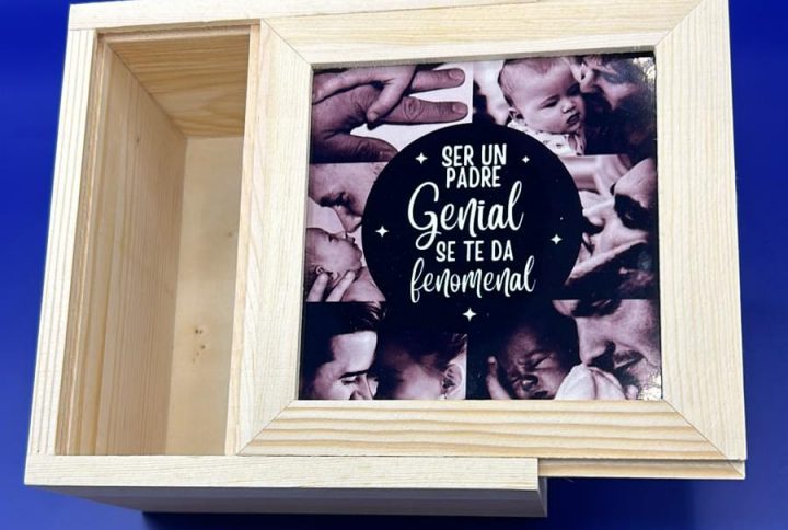 caja madera, fotos, personalizada, dia del padre, papa, papá