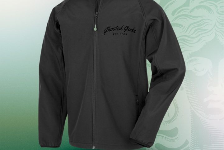 chaqueta softshell, negra sin capucha Ghosted Gods