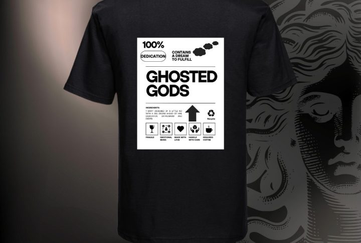 camiseta negra ghosted gods marca nueva ropa blanca negra corta