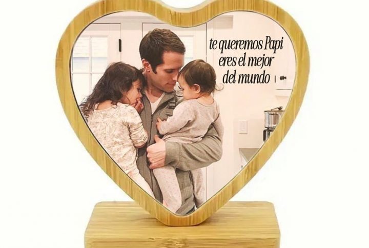 cuadro, fotos, personalizado, dia del padre, papa, papá, marco de fotos, madera, corazón